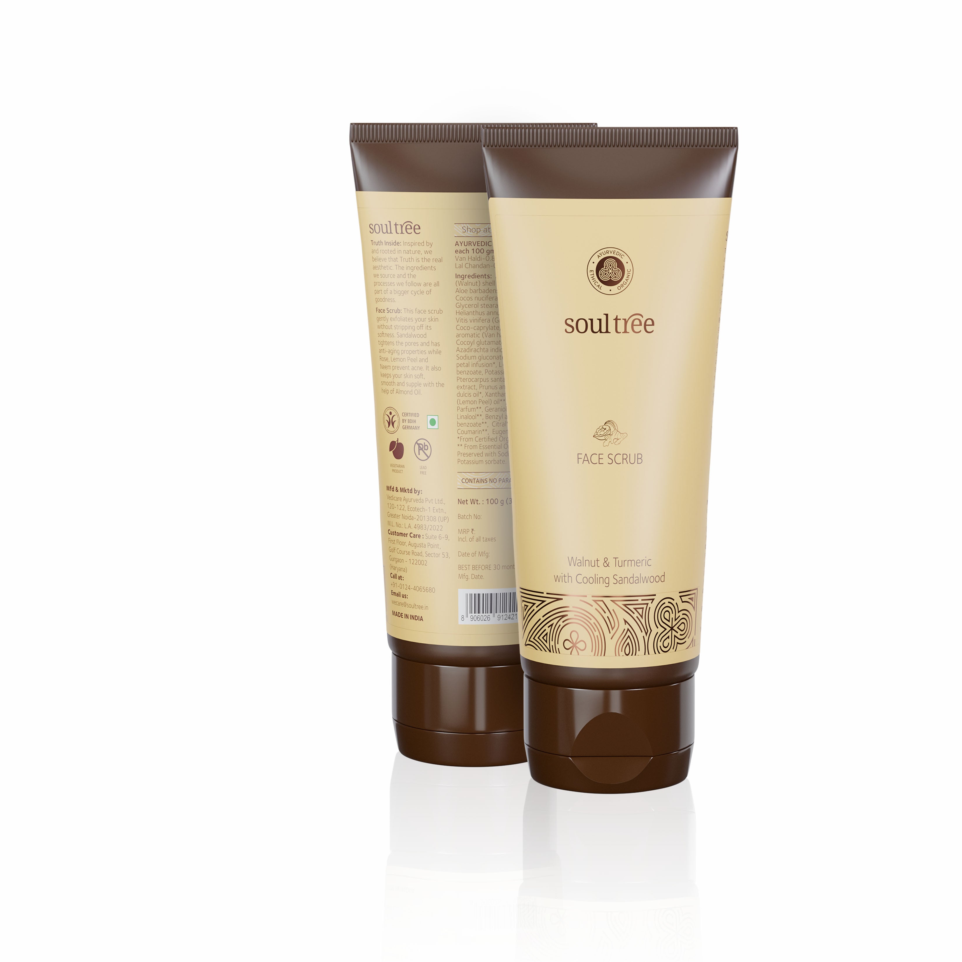 Face Scrub - Walnut & Turmeric with Cooling Sandalwood - SoulTree