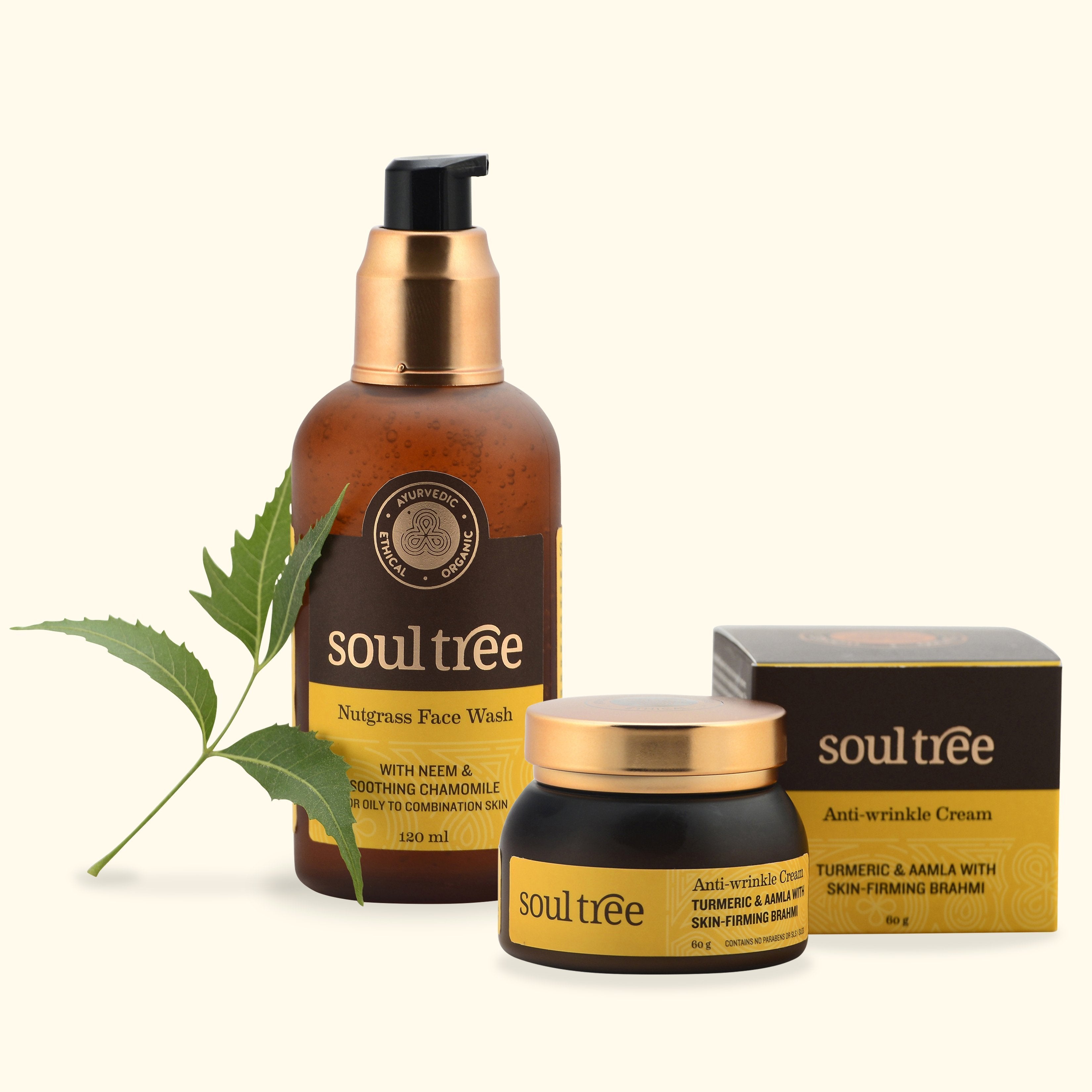 Nutgrass Face Wash & Anti-Wrinkle Cream Set - SoulTree