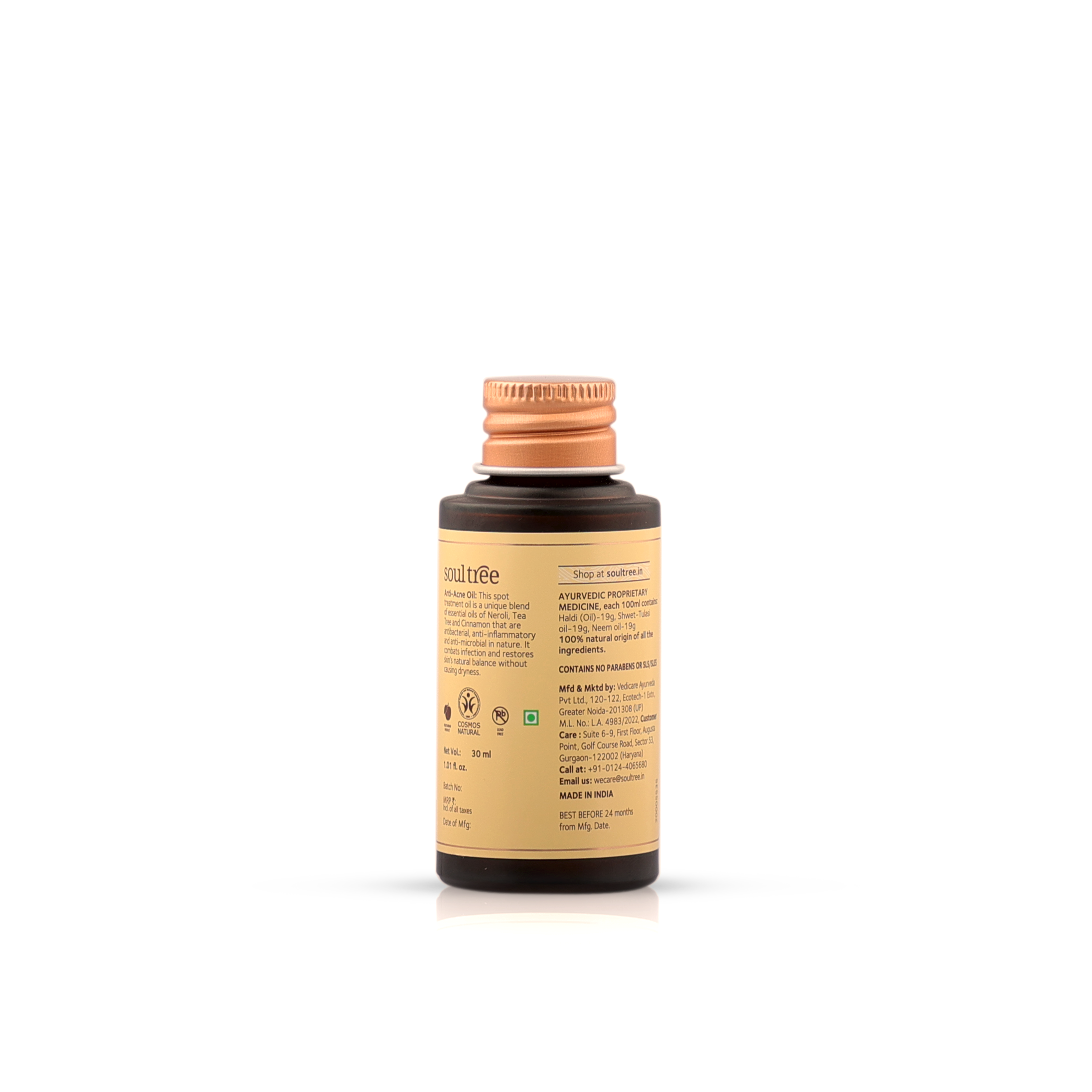 Anti-Acne Oil With Neroli, Tea Tree & Cinnamon Oil (Spot Treatment)