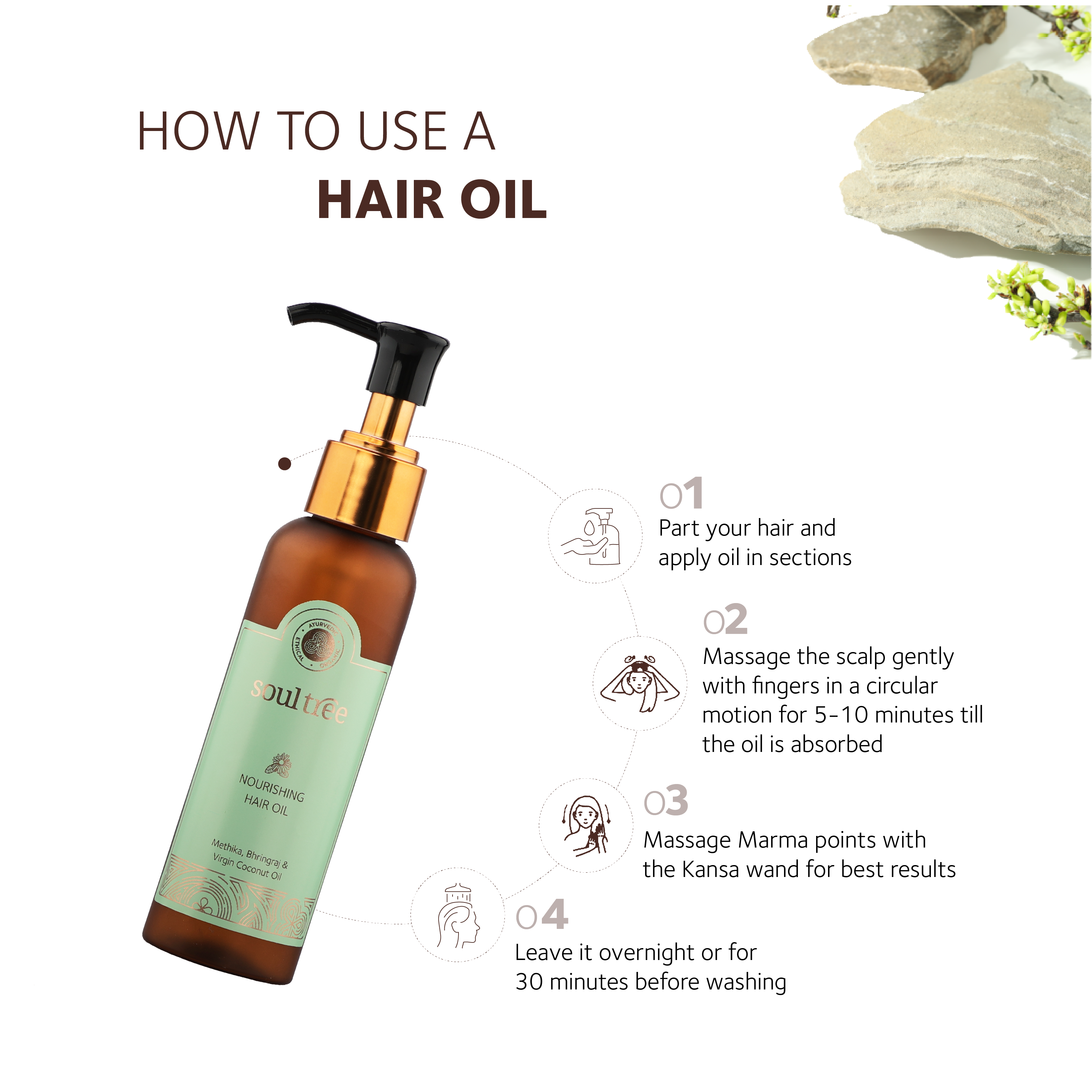 Nourishing Hair Oil with Methika, Bhringraj & Virgin Coconut Oil - SoulTree
