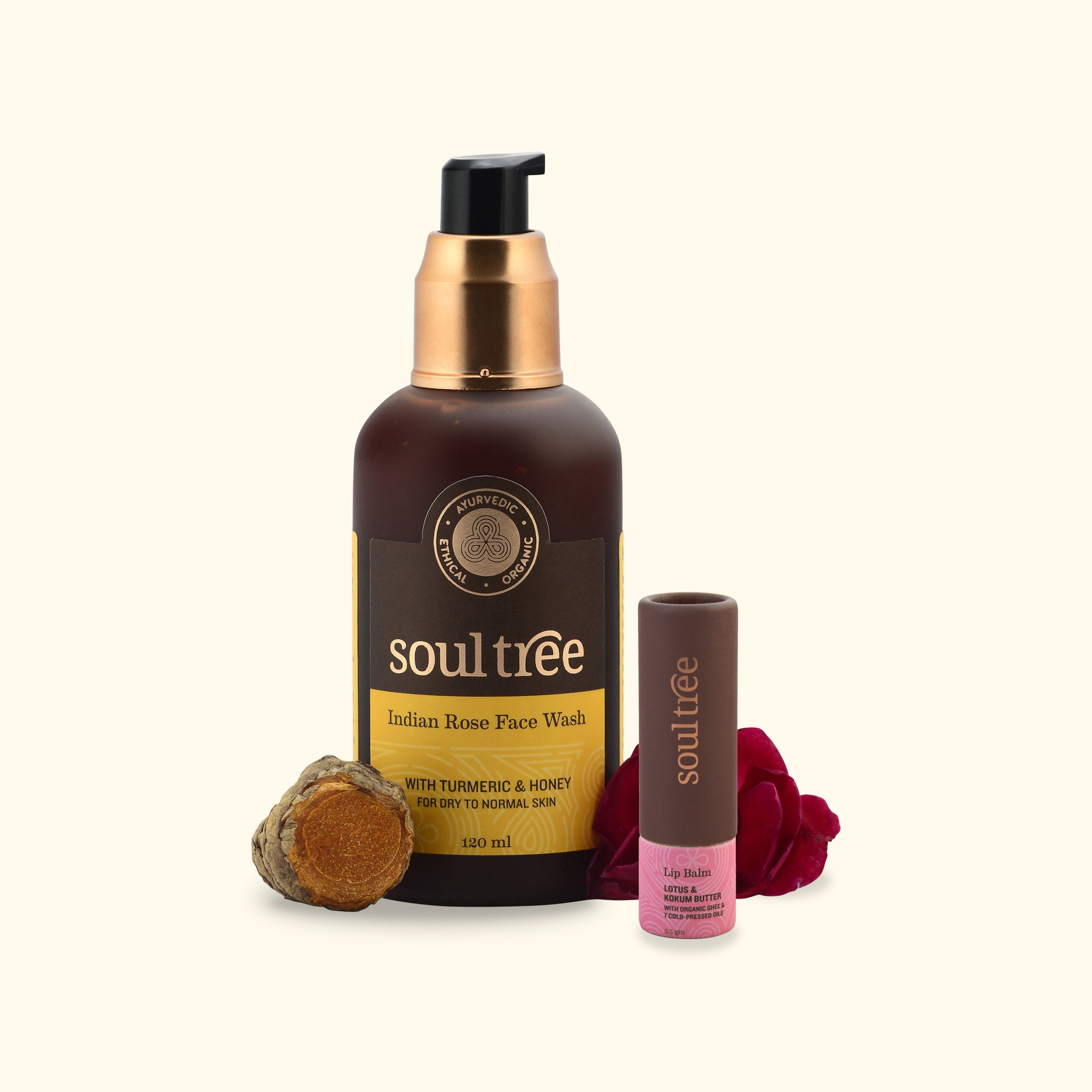 Indian Rose Face Wash & Lotus Lip Balm Set - SoulTree